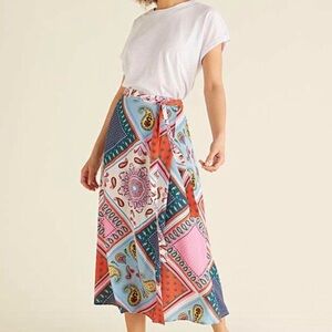 OLIVER BONAS | Scarf Print Wrap Skirt | size 10